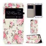 Leather Flip Wallet Case For Iphone 7 / Plus