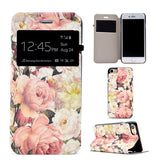 Leather Flip Wallet Case For Iphone 7 / Plus