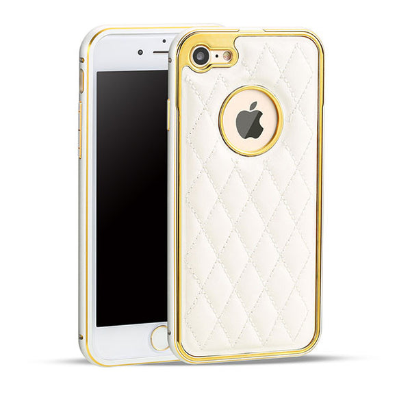Grid Leather Phone Case for iPhone
