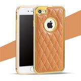 Grid Leather Phone Case for iPhone