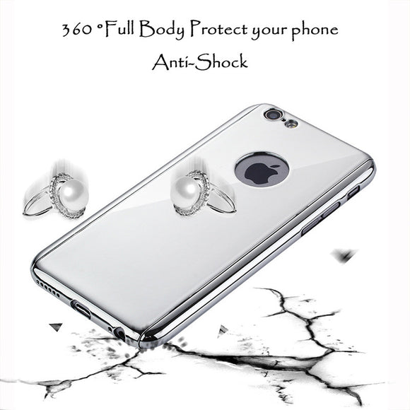 3 in 1 Shockproof Armor Case for iphone 7 7 Plus Cover 360 Full Body Protection Phone Cases Plating PC Mirror Case + Glass Film