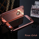 3 in 1 Shockproof Armor Case for iphone 7 7 Plus Cover 360 Full Body Protection Phone Cases Plating PC Mirror Case + Glass Film