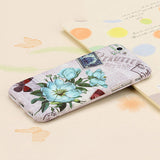 360 Degree Full Body Protector Phone Cases For iPhone 6 6s Plus Cover Fashion 3D Crystal Embossed Matte Flower Case + Glass Film