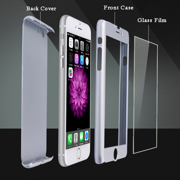 360 Case Full Body Protection Phone Cases For iPhone 7 6 6s Plus 5 5s SE Armor Case Hard Cover Free Glass Screen Film