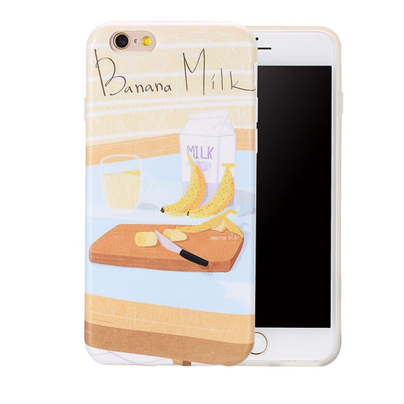 Cartoon Egg Banana Milk Print Case For iPhone 7 7 Plus