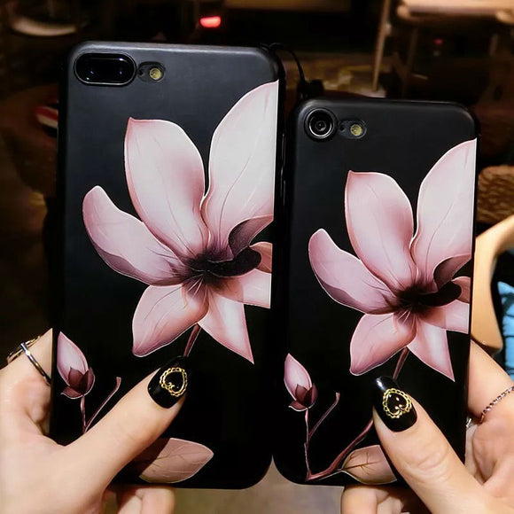 White Flower Paint Phone Case For iPhone 6 7 Case