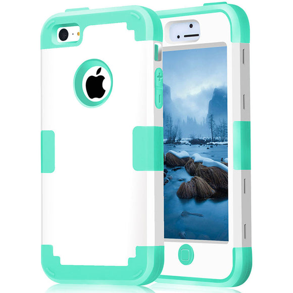 For iPhone 5/5S/SE Shockproof Protect Case w/Screen Protector Film+Stylus Pen
