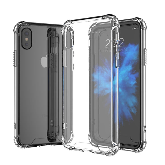 Clear Back Case for iPhone X Slim Cover Hard PC Back+TPU Bumper Corner Cushion Shockproof