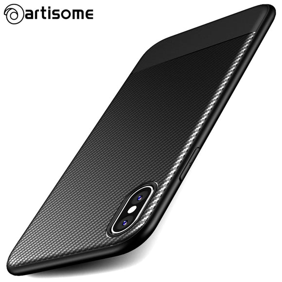 Artisome Slim Case For iPhone X Silicone TPU Soft Cover Carbon Fiber Slim Phone Cover For iPhone x Phone Case Coque Protection