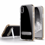 2-in-1 Cell Phone Protective Case With Stand Support Transparent Drop Resistant Mobile Phone Cover For iPhone X