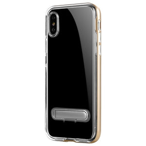 2-in-1 Cell Phone Protective Case With Stand Support Transparent Drop Resistant Mobile Phone Cover For iPhone X