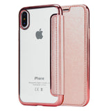 iPhone X Case Slim PU Leather Folio Flip Case with Card Slot & Clear Soft TPU