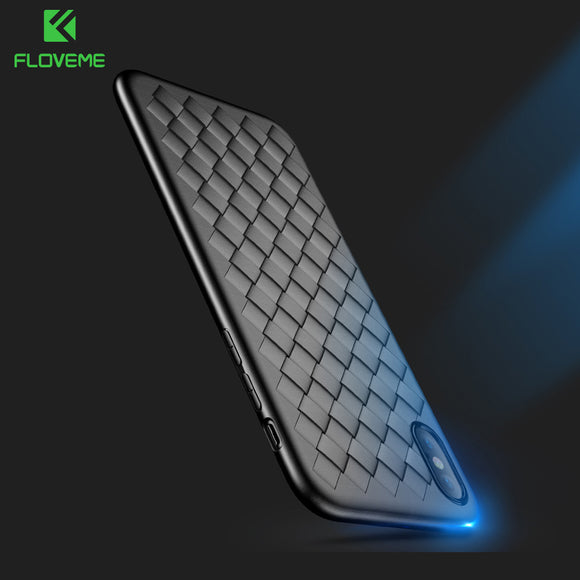 iPhone Grid Weaving Soft Silicone Black Case